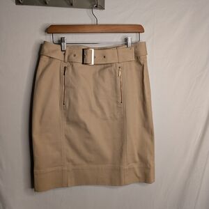 Anne Klein Beige Pencil Skirt with Buckle Accent